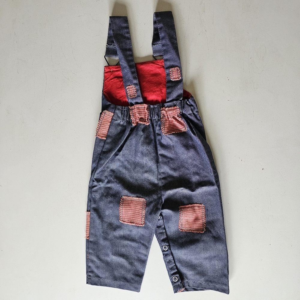 Vintage 1970s Baby Overalls with Patches - Picture 2 of 10